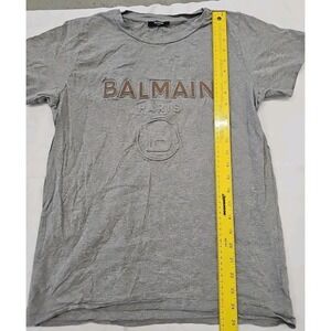 Balmain‎ Paris Embossed Suede Logo T-Shirt Small